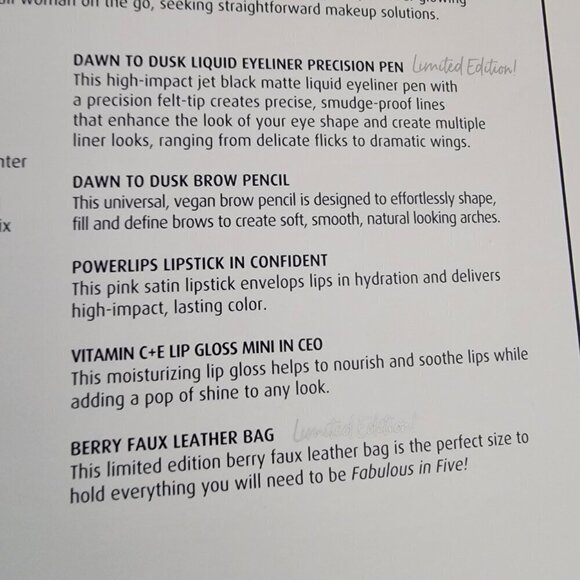 Lune + Aster Fabulous in Five Makeup Set in Bordeaux Bag New in Box Create - Picture 13 of 15